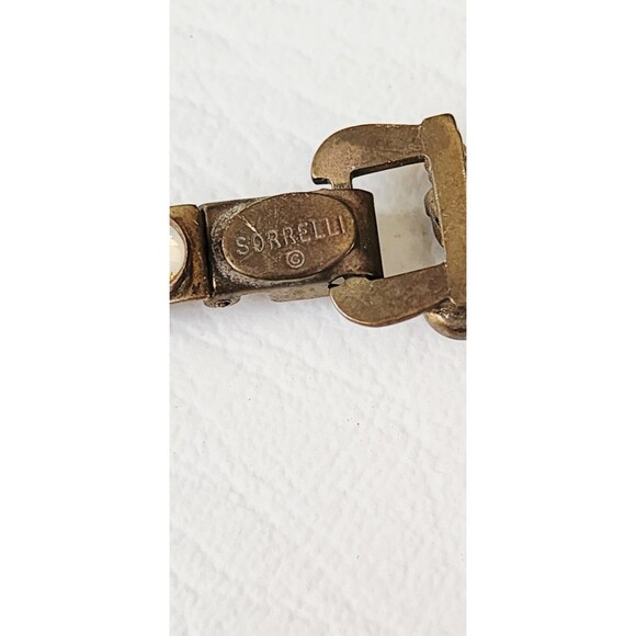 Sorrelli Multi Crystal Pink Shades Colored Stones Bracelet Antiqued Brass Tone - Picture 6 of 7